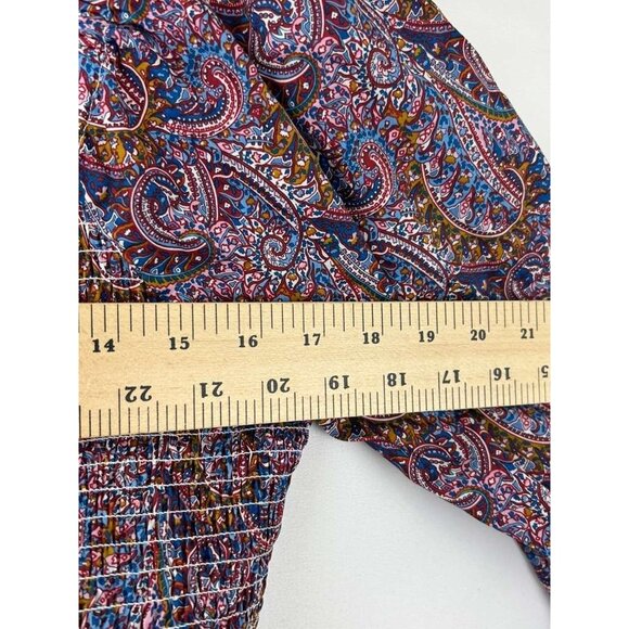 NWT J Crew Liberty Women's XXL Puff Sleeve Smocked Top Paisley Boho Blouse - Picture 7 of 15